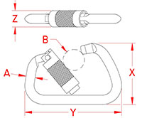 Line Drawing for Extra Large Auto Lock Harness Clips