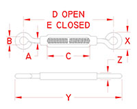 Line Drawing for Eye and Eye Turnbuckles
