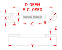 Line Drawing for Hook and Hook Turnbuckles