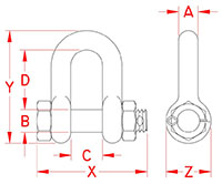 Line Drawing for Bolt Chain Shackles