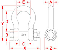 Line Drawing for US Bolt Anchor Shackles