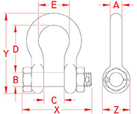 Line Drawing for Bolt Anchor Shackles