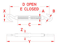 Line Drawing for Cast Hook and Hook Turnbuckles