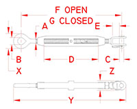 Line Drawing for Cast Jaw and Eye Turnbuckles