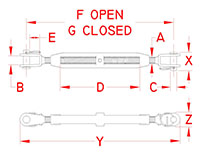 Line Drawing for Cast Jaw and Jaw Turnbuckles