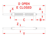 Line Drawing for Cast Stub and Stub Turnbuckles
