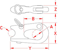 Line Drawing for Rope Snap Shackles