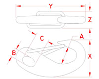 Line Drawing for Spring Gate Snap Hooks