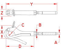 Line Drawing for Pelican Hooks and Swage Stud