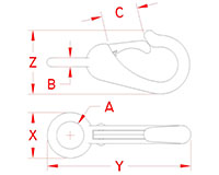 Line Drawing for Fixed Eye Snap Hooks