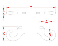 Line Drawing for Double Bolt Snap Hooks