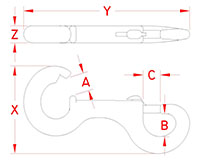 Line Drawing for US Navy Bolt Snap Hooks