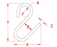 Line Drawing for "U" Hooks