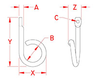 Line Drawing for Reefing Hooks