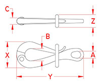 Line Drawing for Pelican Hooks with Slide