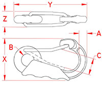 Line Drawing for Poly Grip Harness Clips