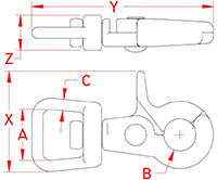 Line Drawing for "D" Bail Trigger Snap Hooks