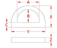 Line Drawing for Heavy Duty "D" Rings