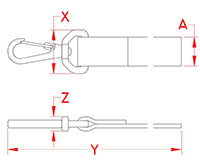 Line Drawing for Webbing Assemblies with Swivel Clip
