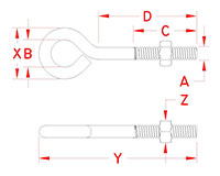 Line Drawing for Unwelded Eye Bolts