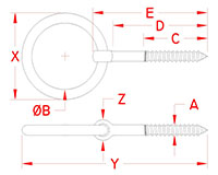 Line Drawing for Lag Ring Bolts