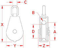 Line Drawing for 304 Stainless Steel Swivel Blocks