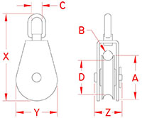 Line Drawing for 304/316 Stainless Steel Swivel Blocks