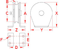 Line Drawing for Round Surface Mount Blocks for Rope