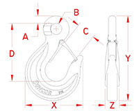 Line Drawing for Large Eye Slip Hooks