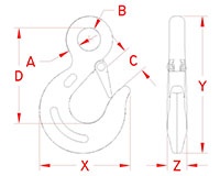 Line Drawing for Eye Slip Hooks