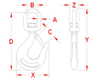 Line Drawing for Swivel Eye Hooks