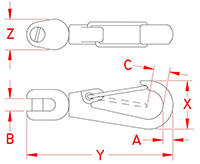 Line Drawing for Chain Swivel Snap Hooks