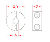 Line Drawing for 2 Part Wire Clamps