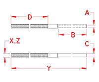Line Drawing for Hand Swage Extra Long Studs
