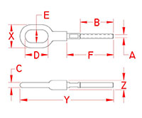 Line Drawing for Hand Swage Gate Eyes