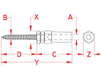 Line Drawing for Quick Attach™ Wood Studs