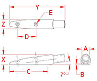 Line Drawing for End Mount Out Fittings
