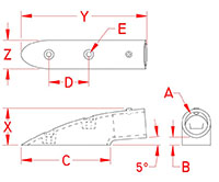 Line Drawing for End Mount In Fittings