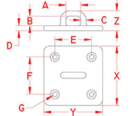 Line Drawing for Heavy Duty Square Pad Eyes