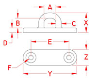 Line Drawing for Heavy Duty Oblong Pad Eyes