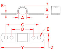 Line Drawing for 4 Hole Eye Straps