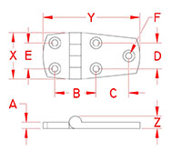 Line Drawing for Heavy Duty Unequal Door Hinges