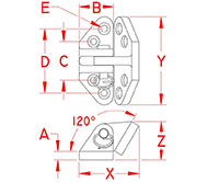 Line Drawing for Heavy Duty Angle Base Hatch Hinges