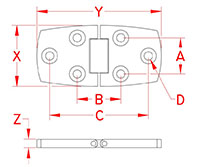 Line Drawing for Heavy Duty Flush Door Hinges