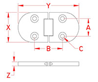 Line Drawing for Heavy Duty Flush Table Hinges