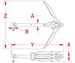 Line Drawing for Cast Iron Grapnel Folding Anchors