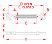 Line Drawing for Forged Hook and Hook Turnbuckles