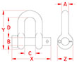 Line Drawing for Round Pin Chain Shackles