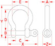 Line Drawing for Bow Shackles with Screw Pin
