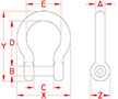 Line Drawing for Bow Shackles with No Snag Pin